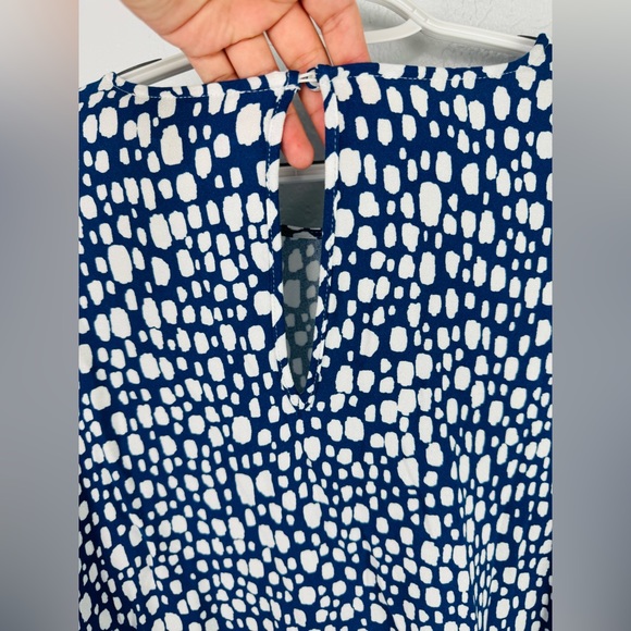 ELOQUll Elements Blue Mosaic Dot Print Tiered Dress 16 - Picture 9 of 9